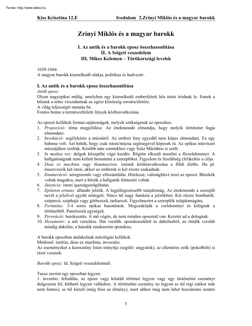 Kiss Krisztina - Zrínyi Miklós és a magyar barokk