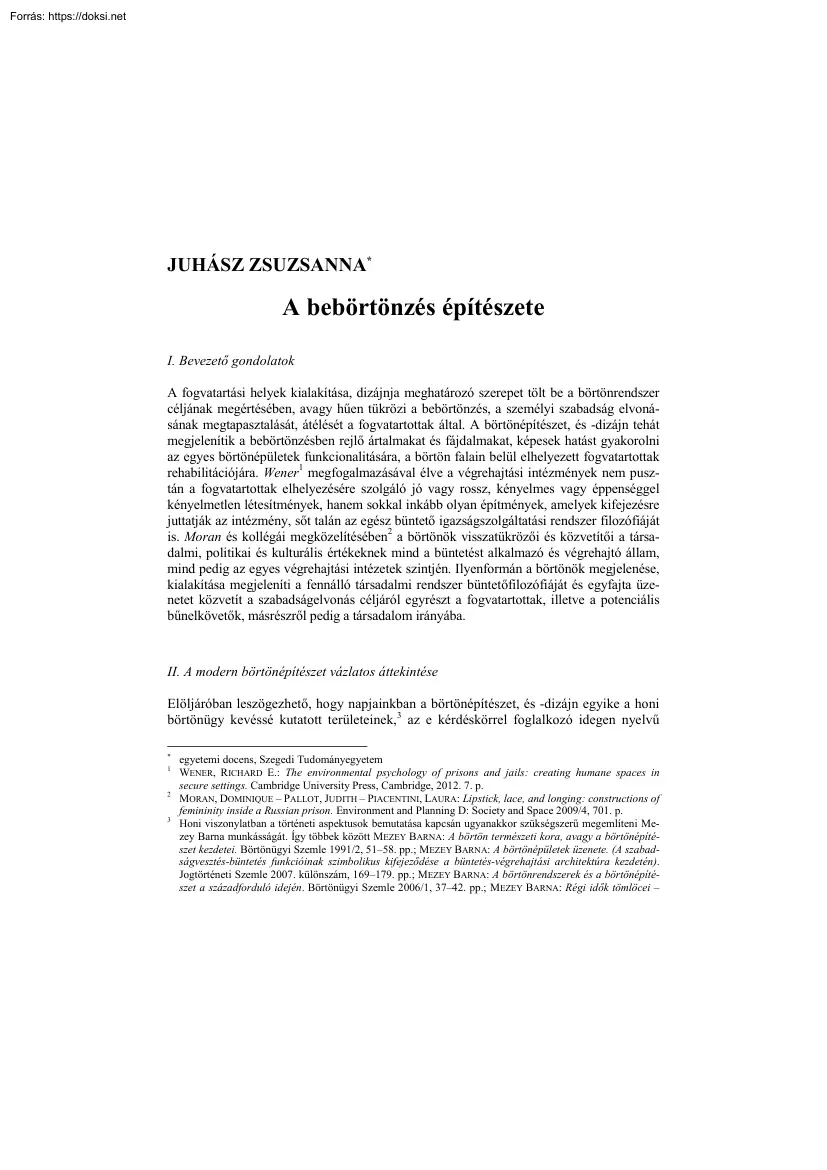 Juhász Zsuzsanna - A bebörtönzés építészete