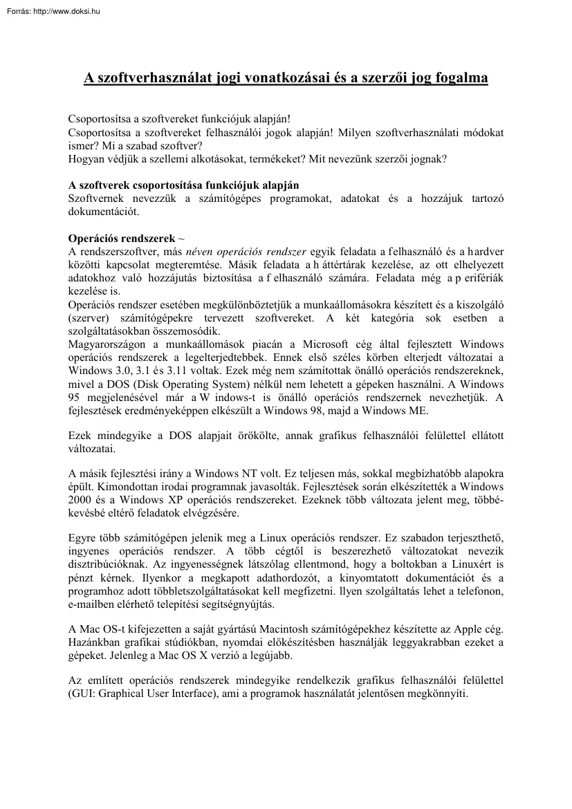 A szoftverhasználat jogi vonatkozásai és a szerzői jog fogalma