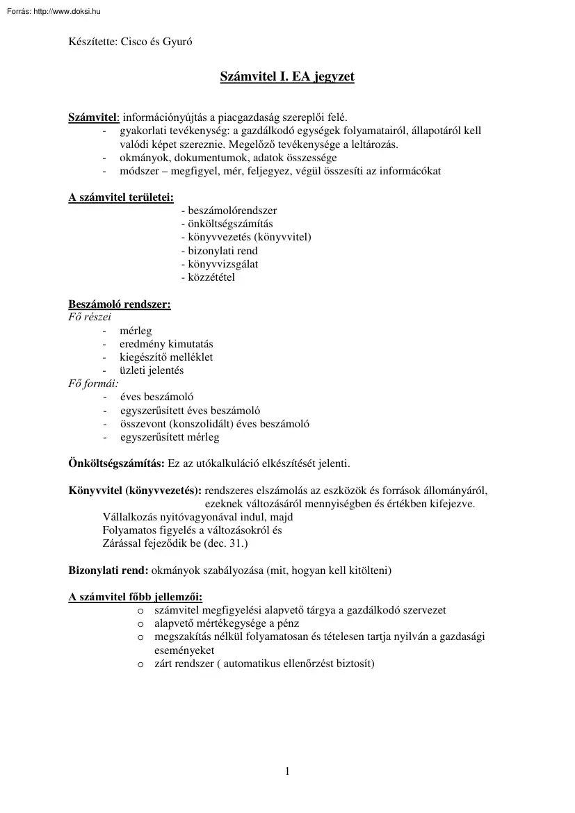 BMF Számvitel I. előadásjegyzet, 2004