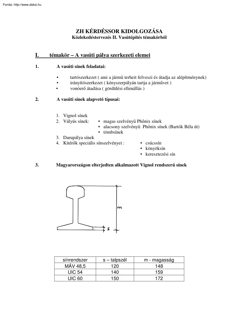 Közlekedéstervezés vasútépítés témakörből
