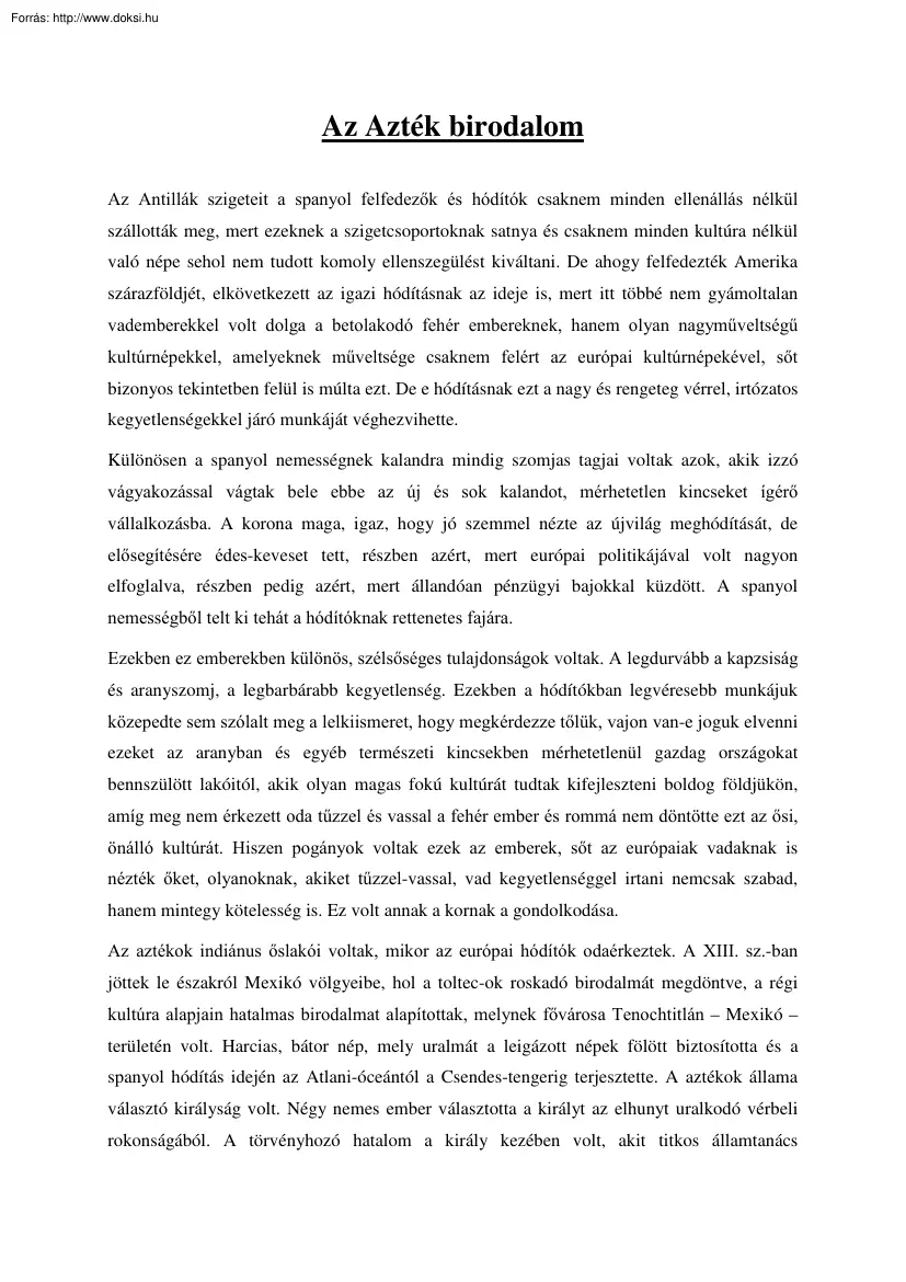 Májer Ferenc - Az Azték birodalom