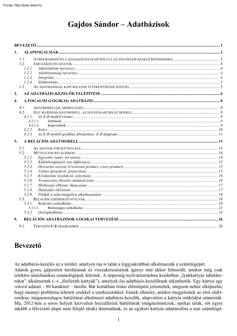 Gajdos Sándor - Adatbázisok