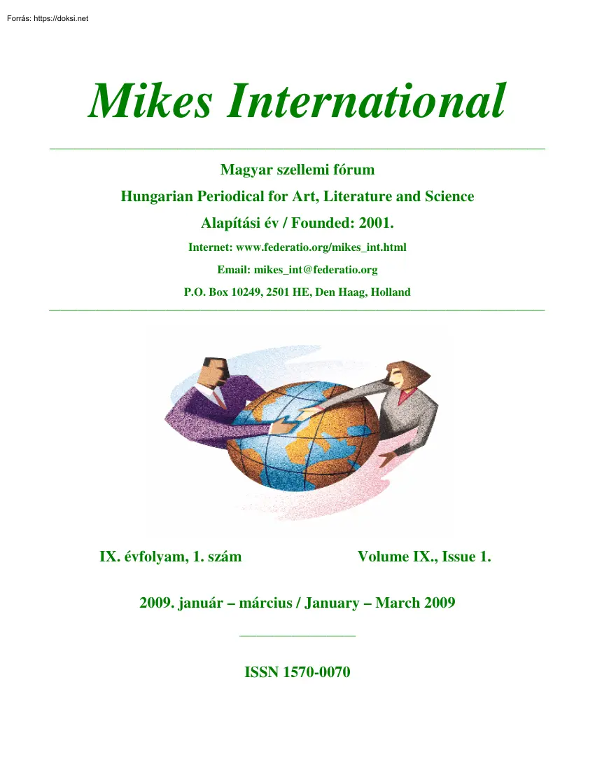 Mikes International, IX. évfolyam, 1. szám