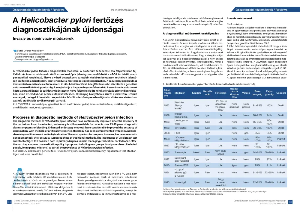 Buzás György Miklós - A Helicobacter pylori fertőzés diagnosztikájának újdonsága