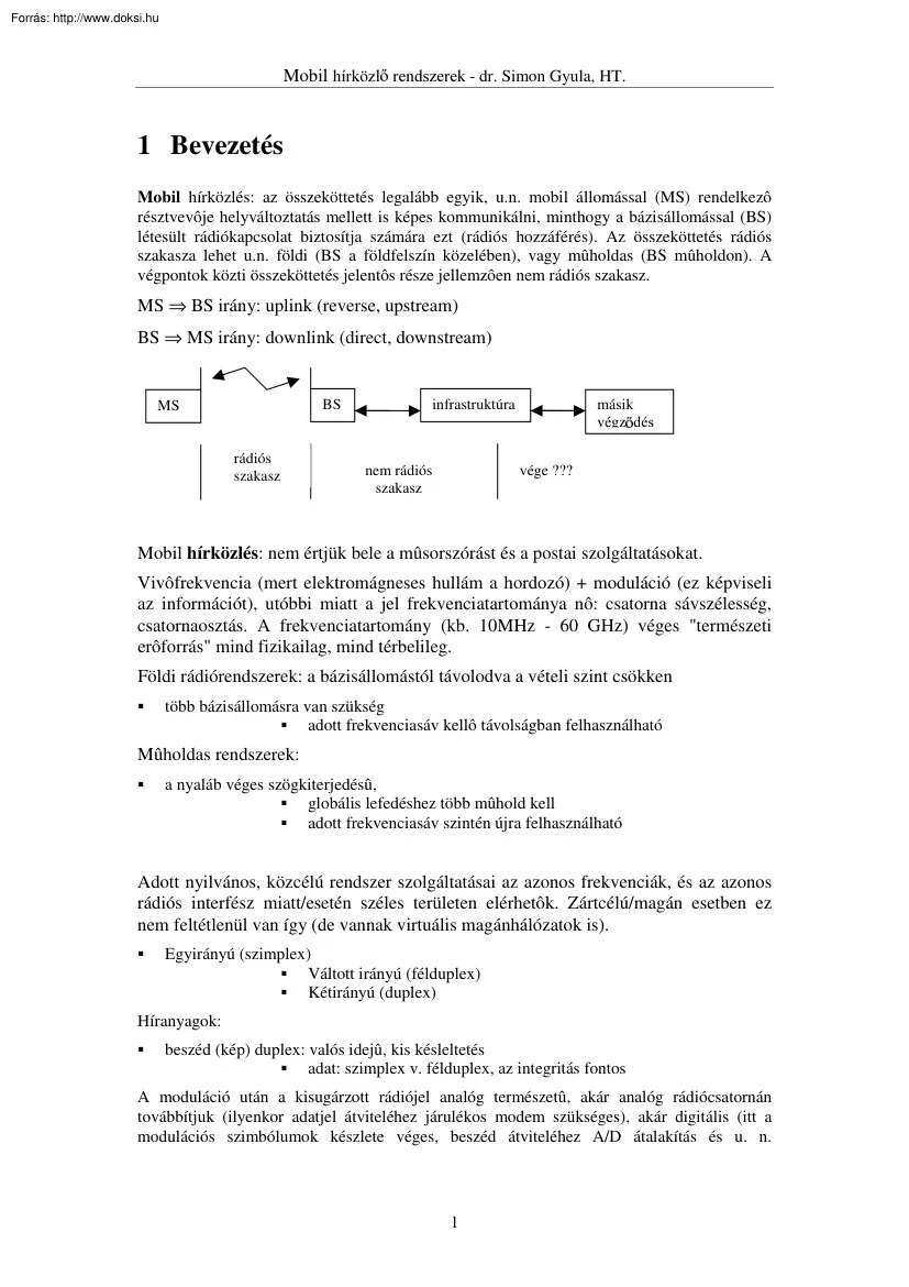 Dr. Simon Gyula - Mobil hírközlő rendszerek