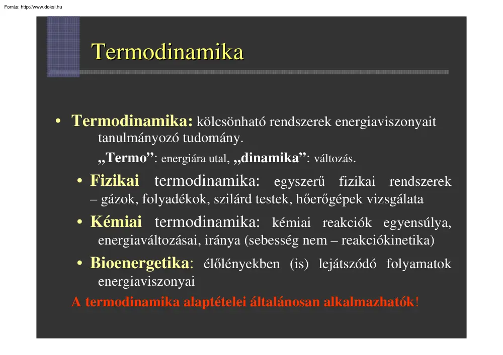 A termodinamikáról
