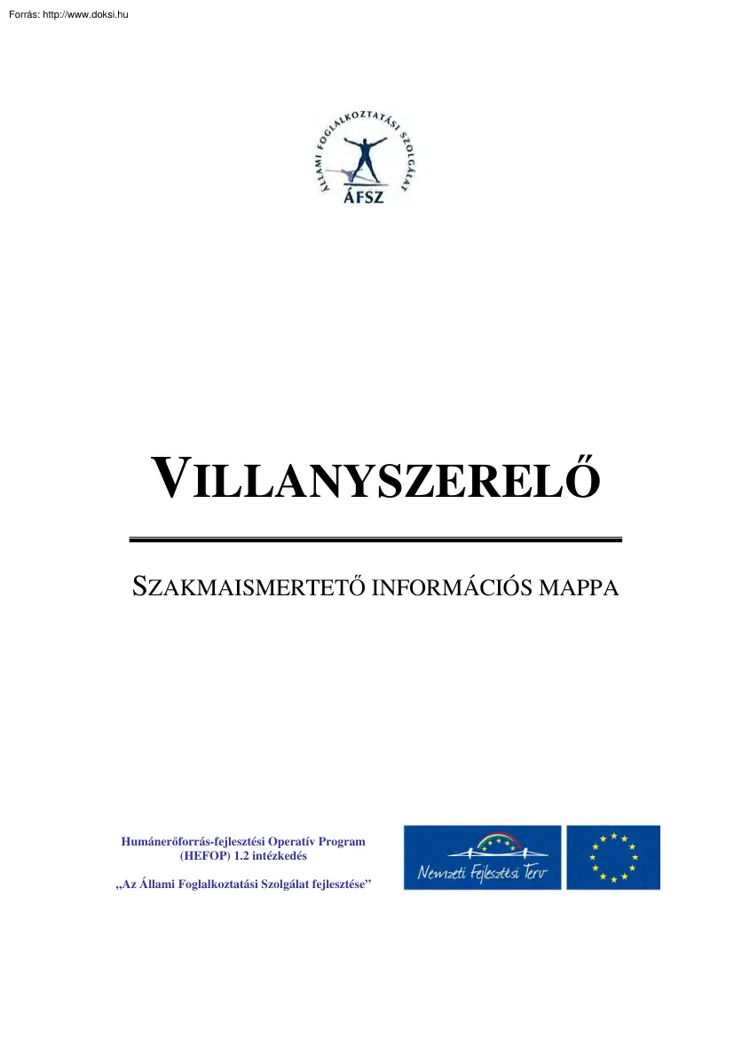 Villanyszerelő, szakmaismertető információs mappa