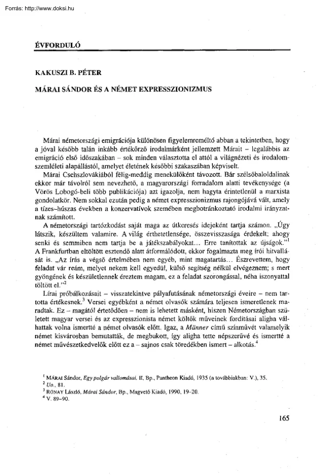 Kakuszi B. Péter - Márai Sándor és a német expresszionizmus