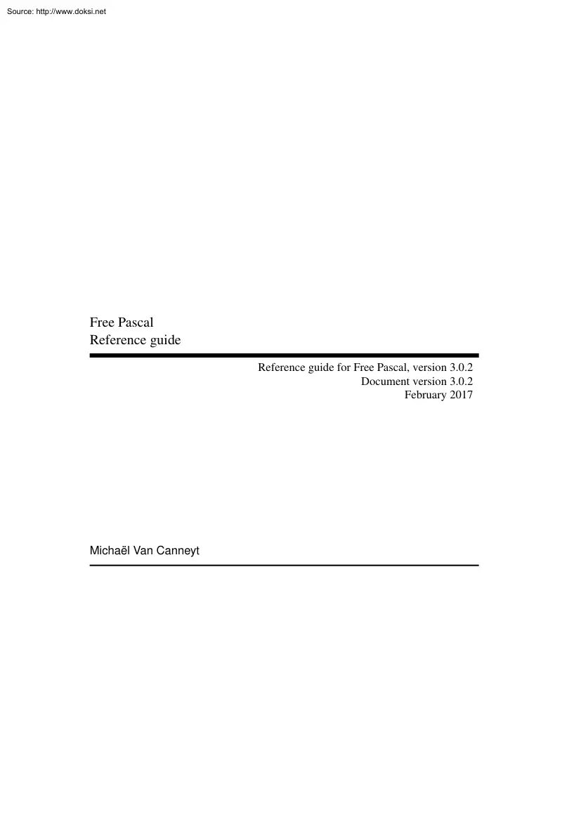 Michael Van Canneyt - Free Pascal Reference Guide