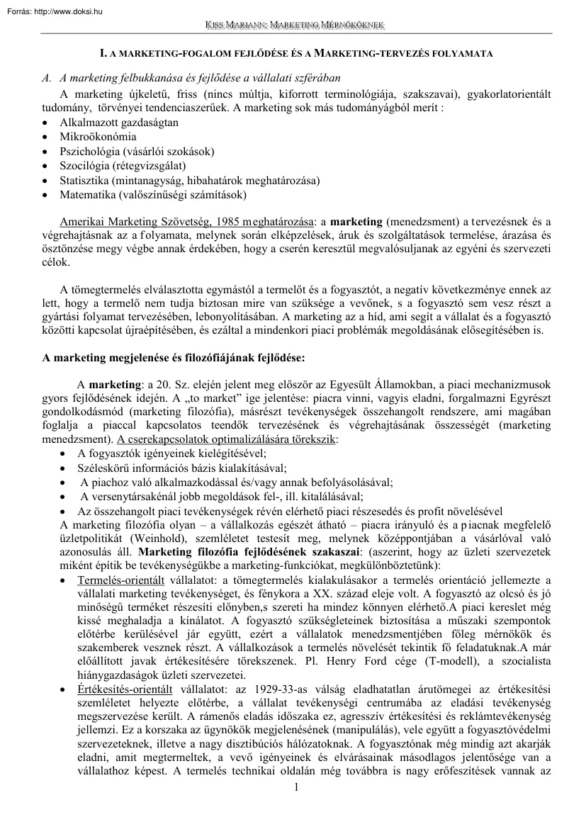 Marketing államvizsga tételek, 2007