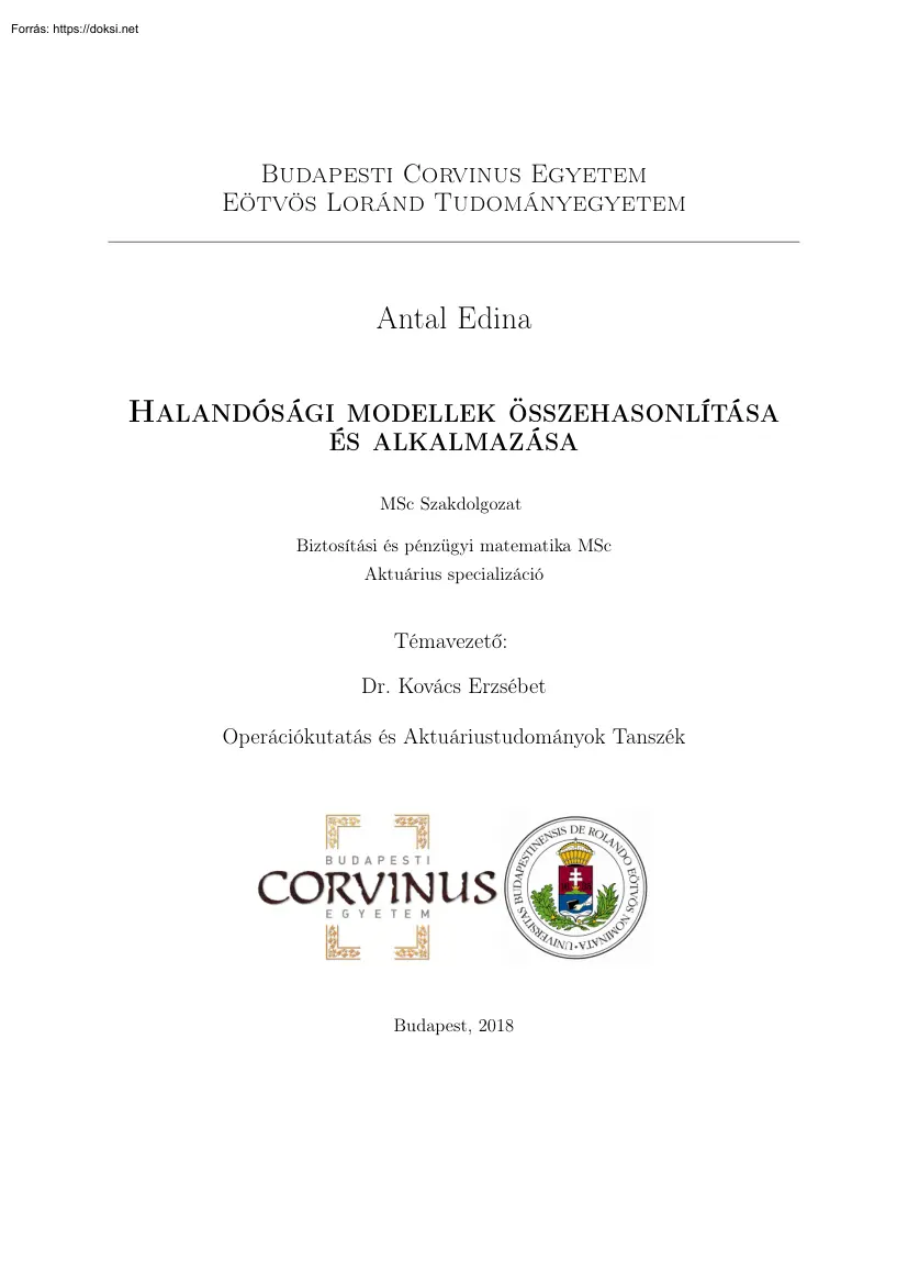 Antal Edina - Halandósági modellek összehasonlítása és alkalmazása