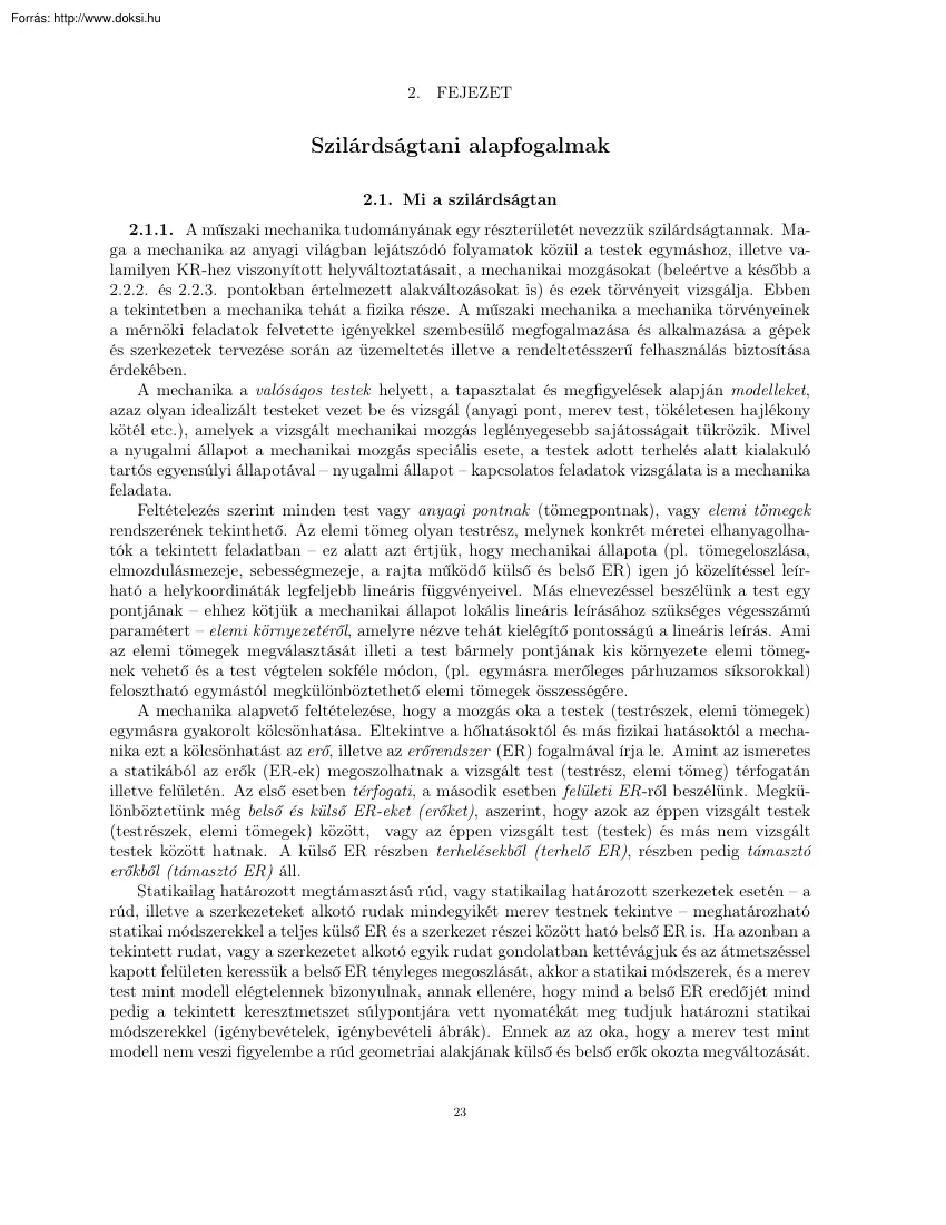 Szilárdságtani alapfogalmak