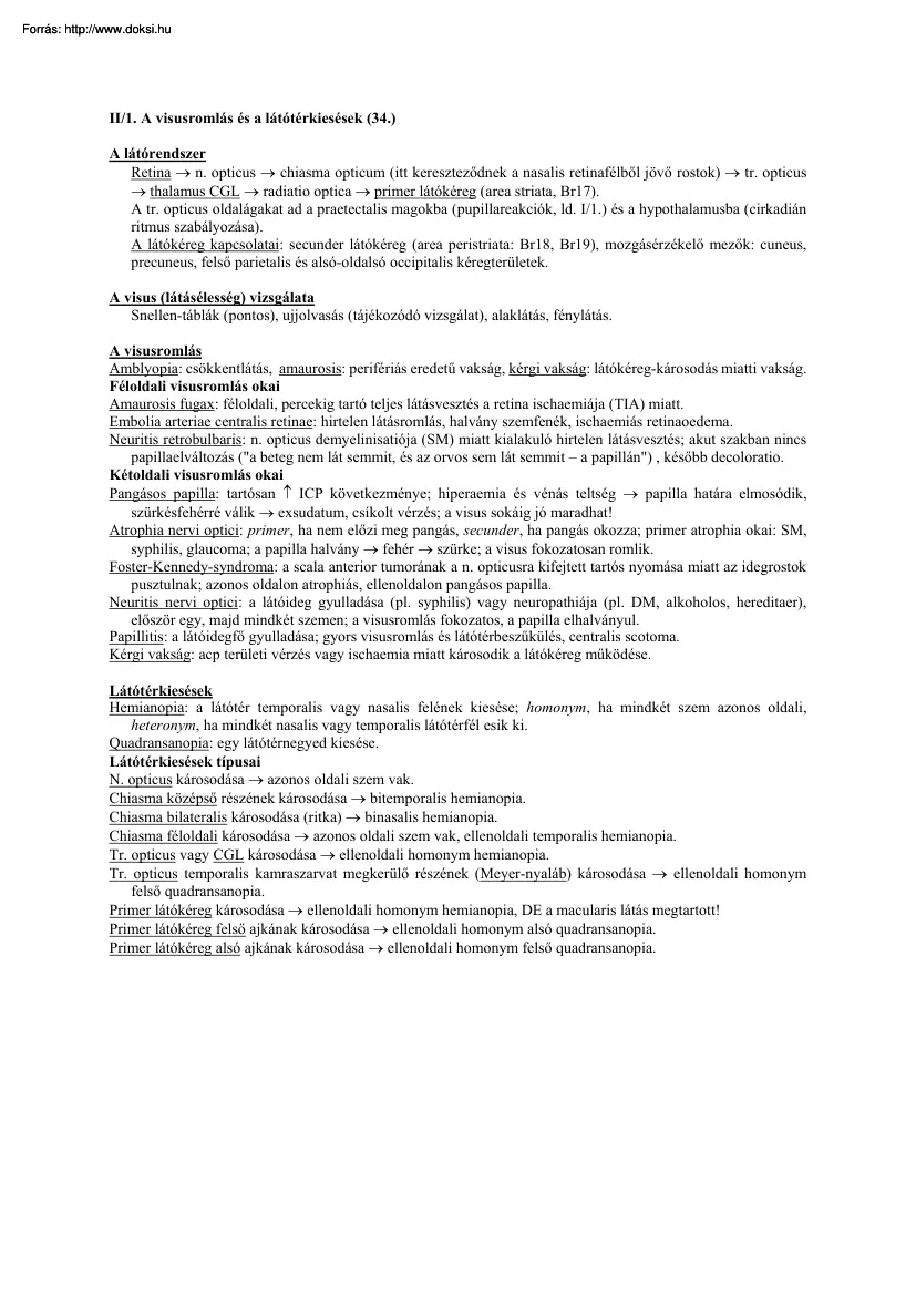 Kidolgozott neurológia tételsor II