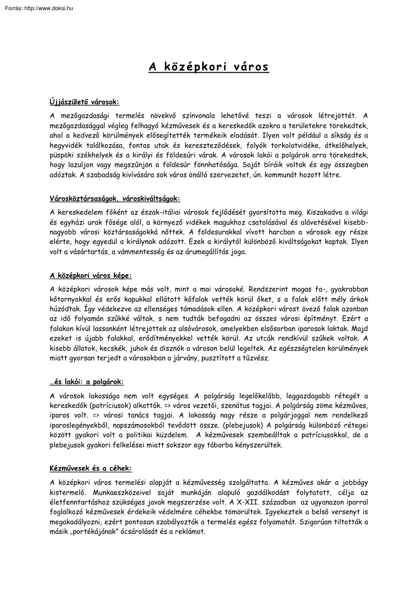 A középkori város