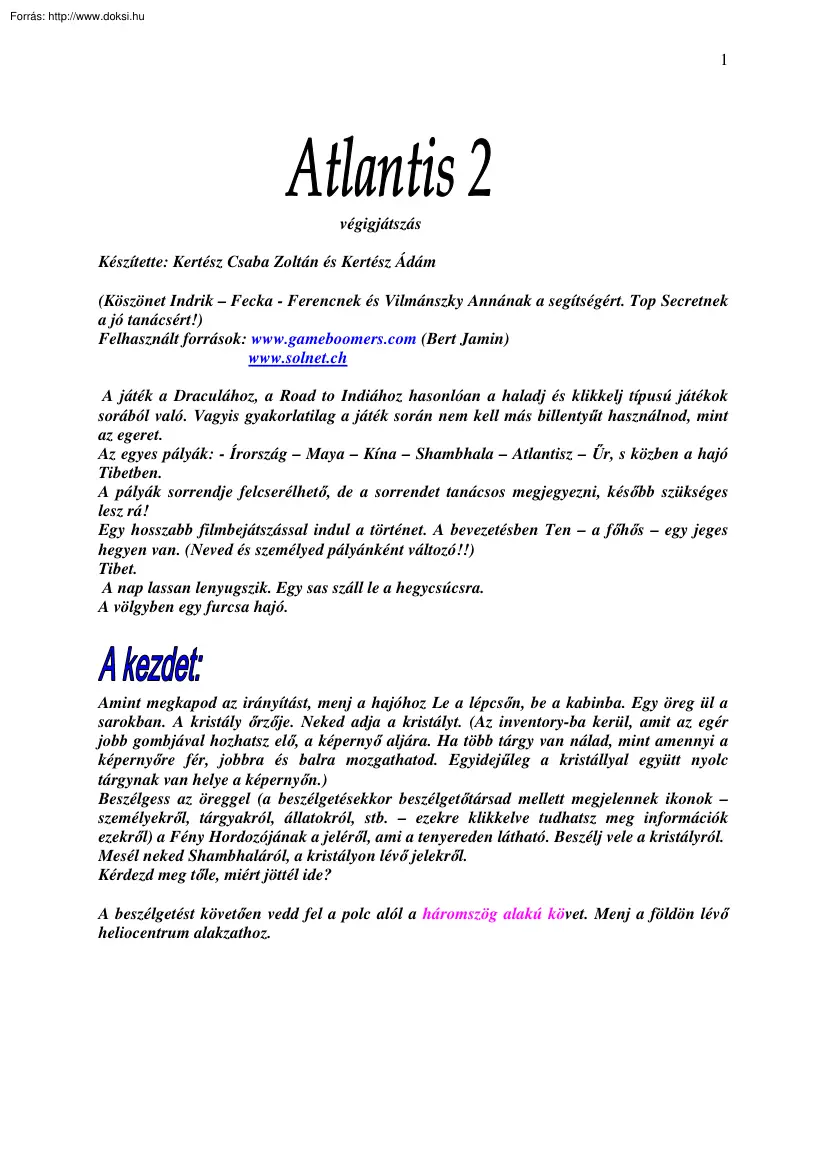Atlantis 2 végigjátszás