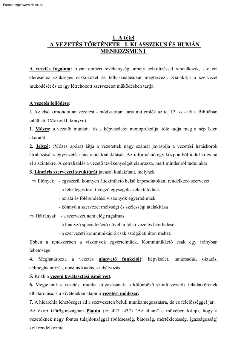 Vezetés-szervezés tételek, 2000