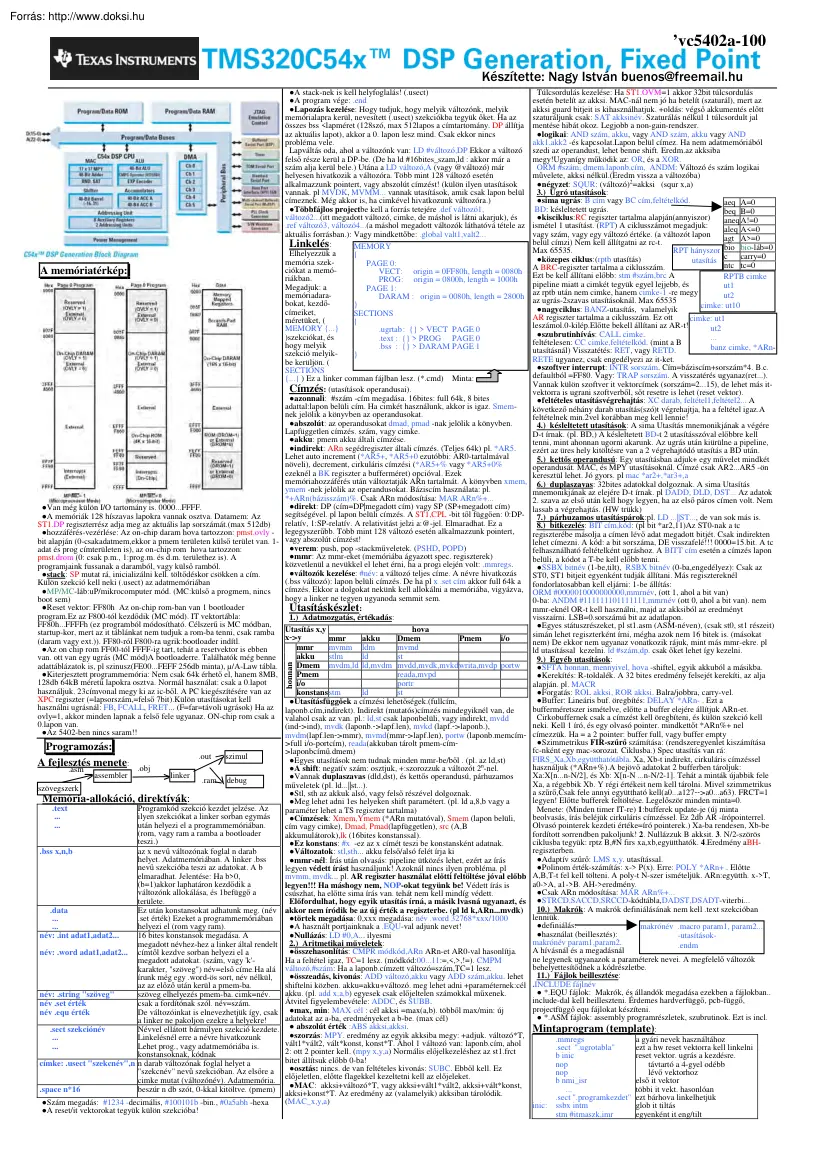 Nagy István - TMS320c54x DSP Generation segédlet