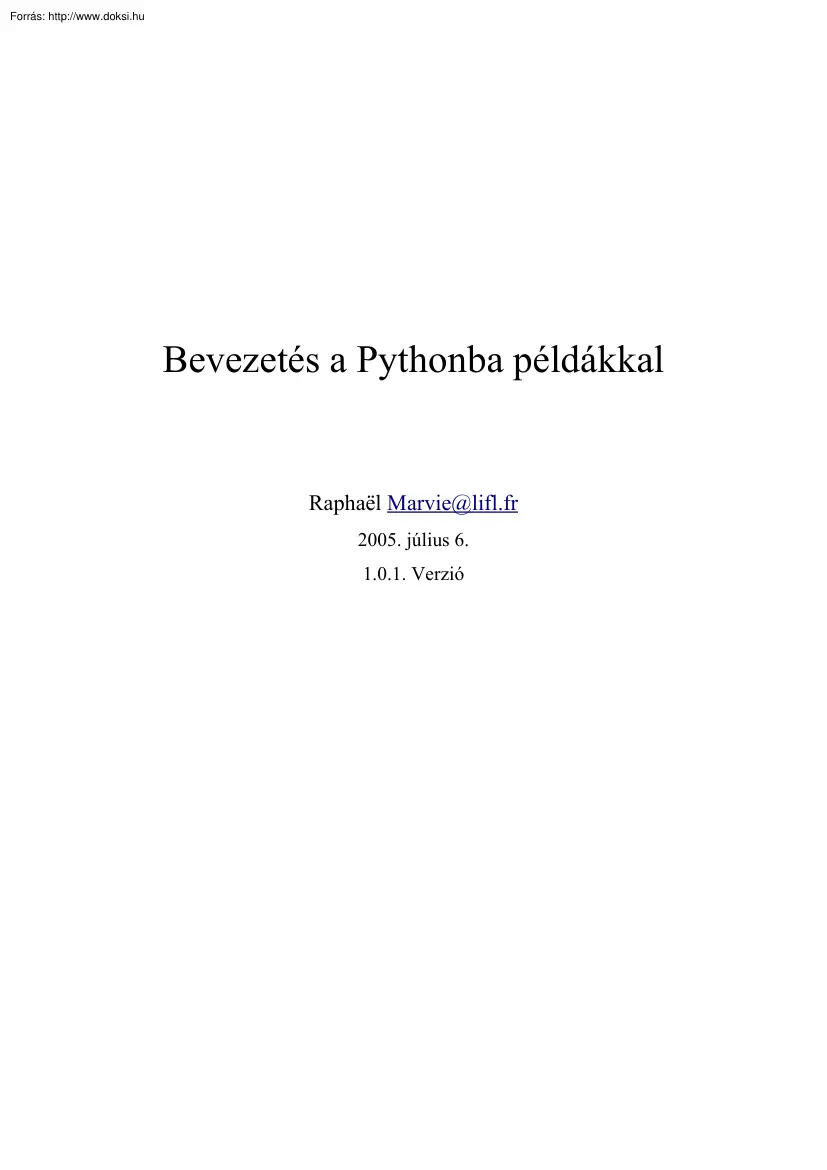 Raphael Marvie - Bevezetés a Pythonba