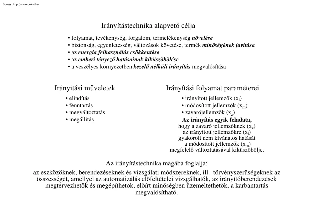 Irányítástechnika előadásjegyzet