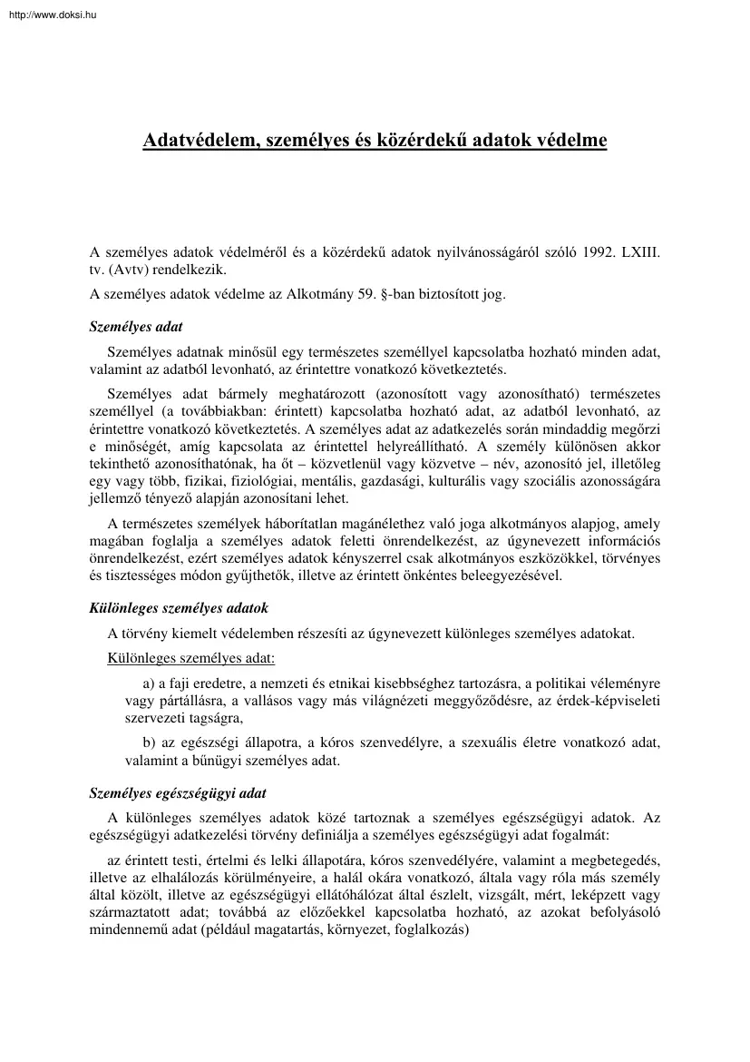 Adatvédelem, személyes és közérdekű adatok védelme