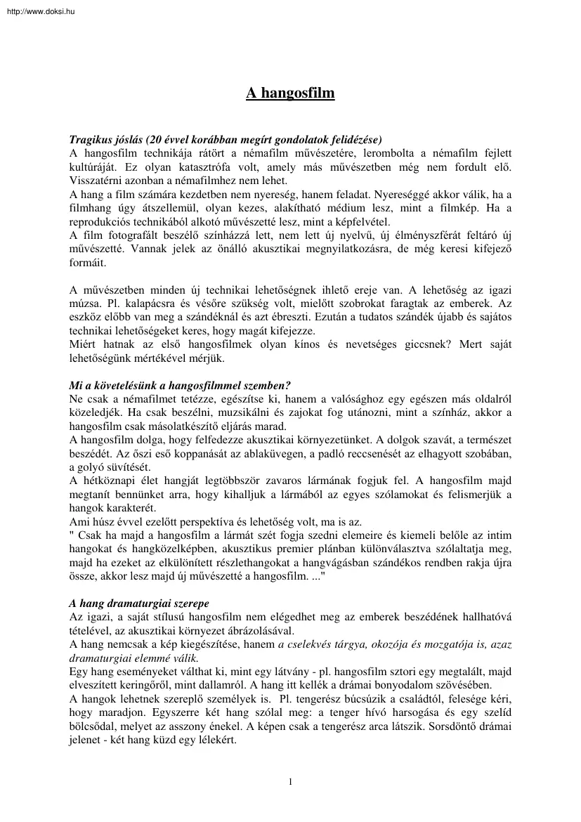 Balázs Béla - A hangosfilm