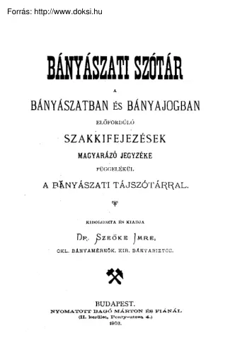 Dr. Szeőke Imre - Bányászati szótár