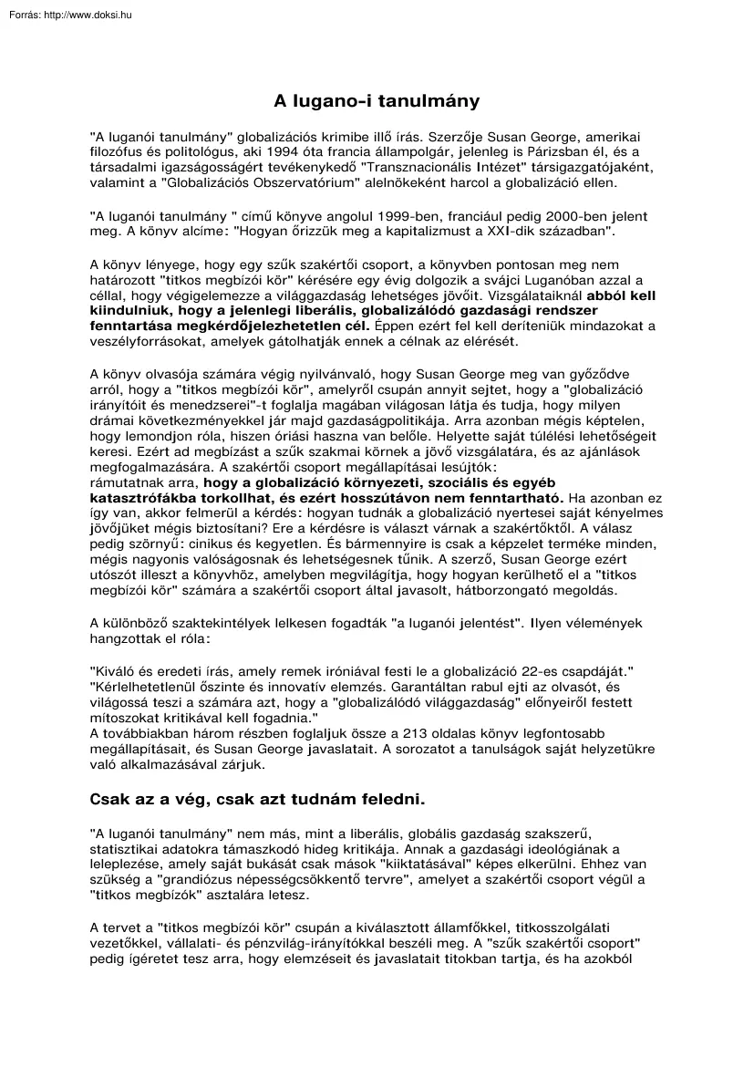 A luganoi tanulmány