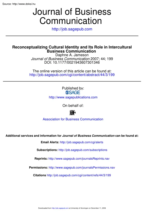 Daphne Jameson - Reconceptualizing cultural identity and its role in intercultural business