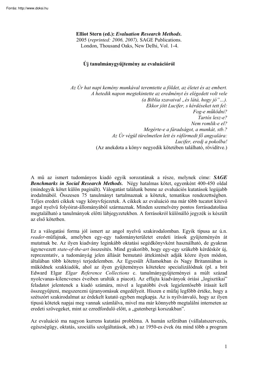 Dr. Buda Béla - Új tanulmánygyűjtemény az evaluációról