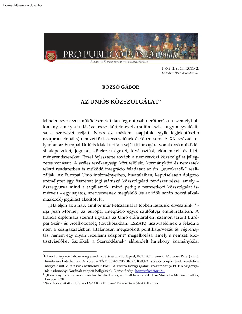 Bozsó Gábor - Az uniós közszolgálat