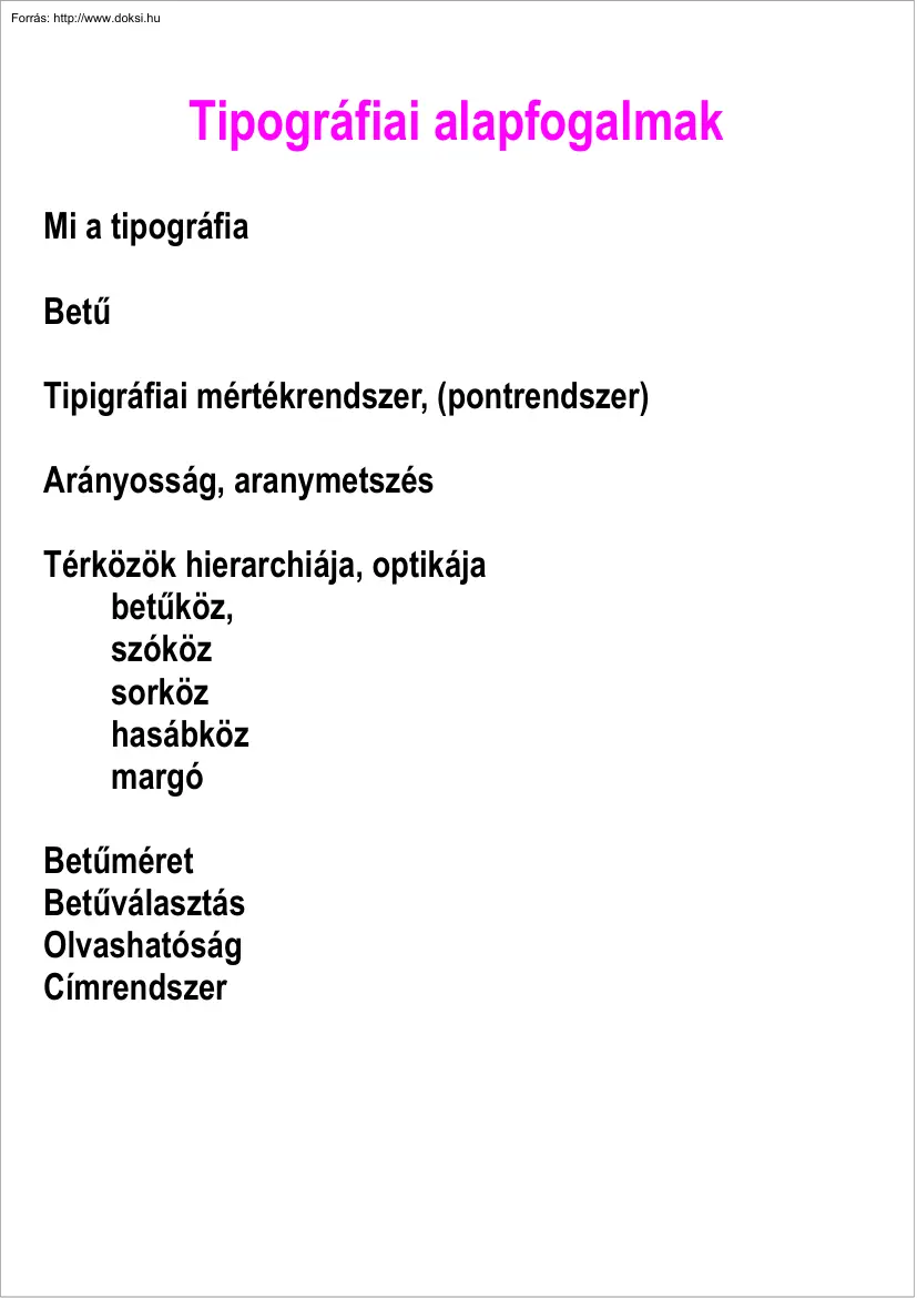 Tipográfiai alapfogalmak