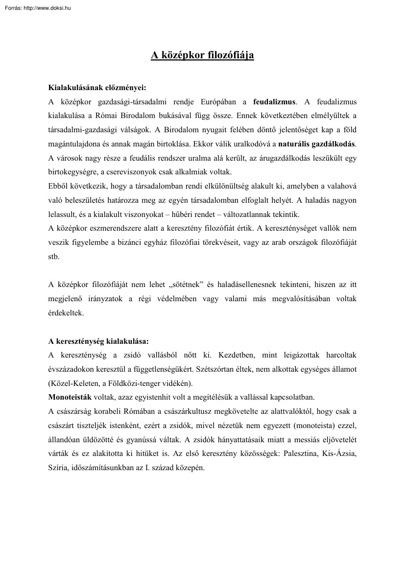 A középkor filozófiája