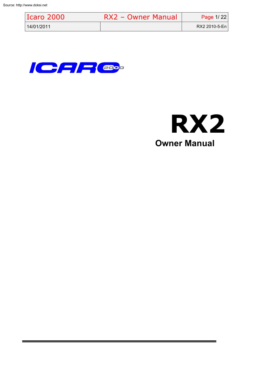 Icaro 2000, RX2 Owner Manual