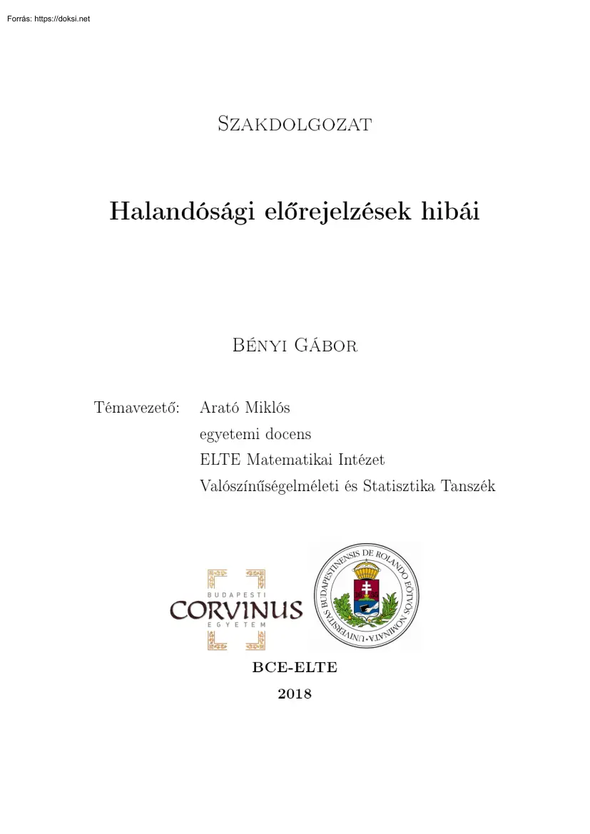 Bényi Gábor - Halandósági előrejelzések hibái