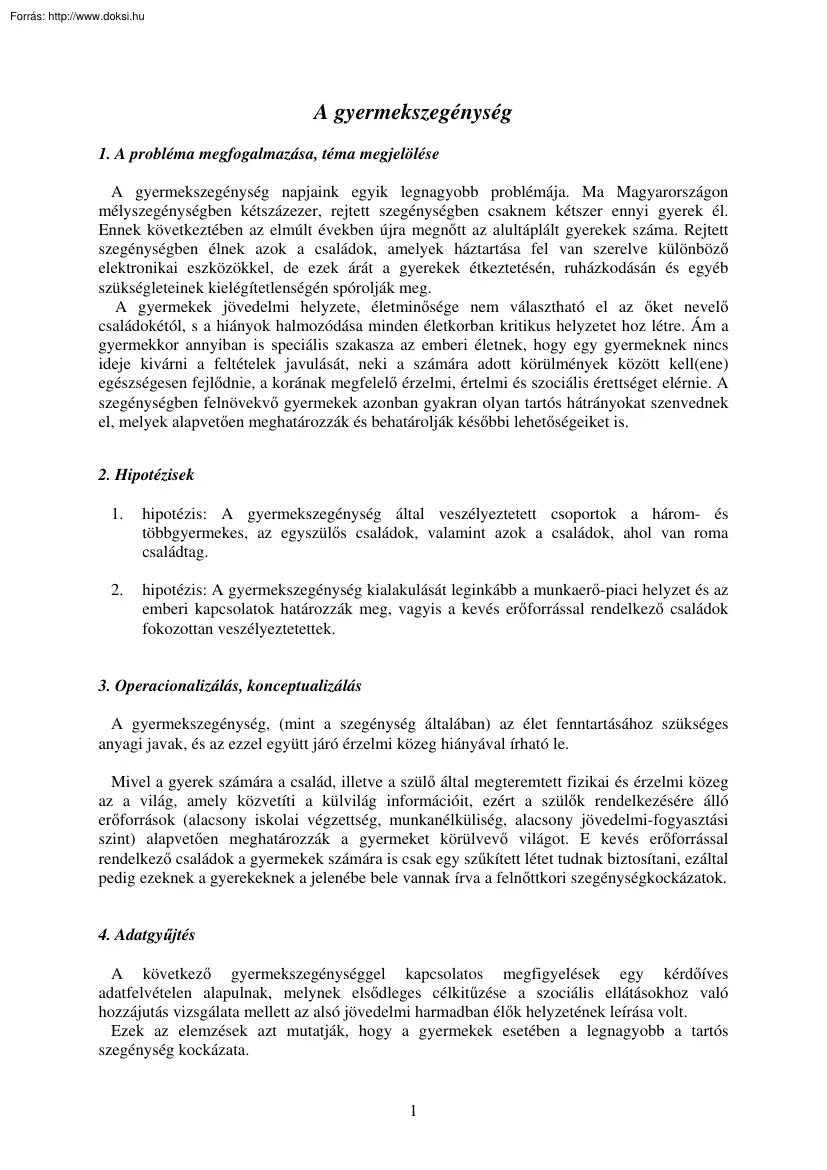 A gyermekszegénység