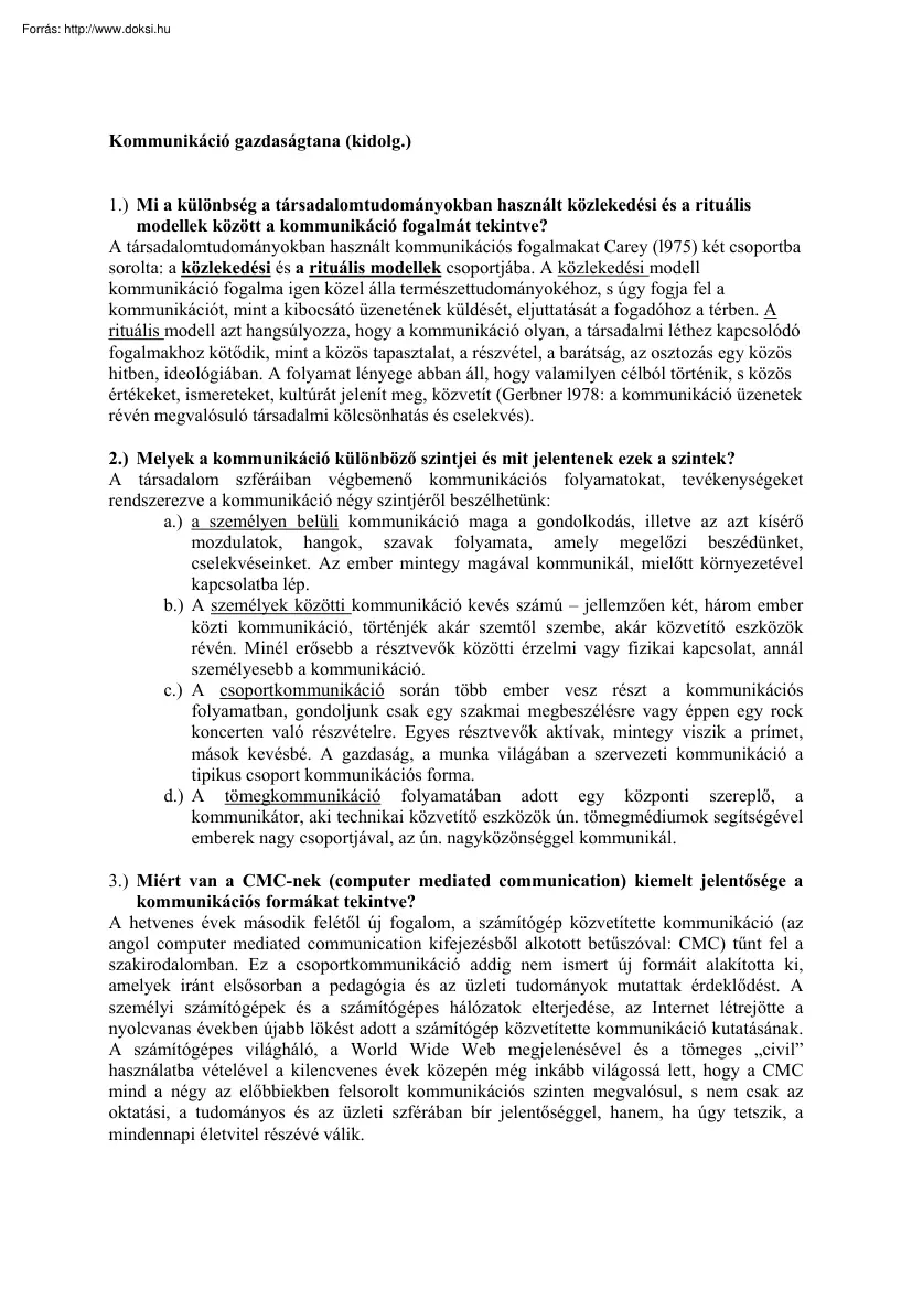 A kommunikáció gazdaságtana