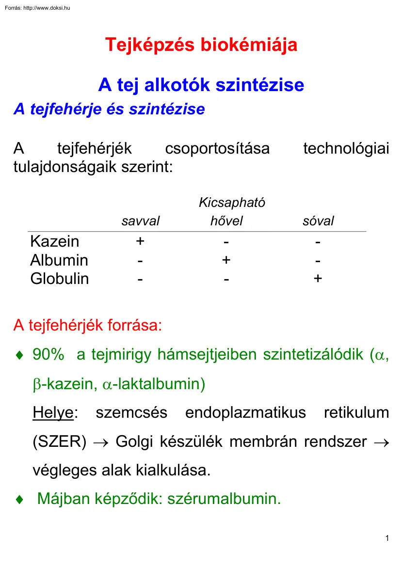 Tejképzés biokémiája