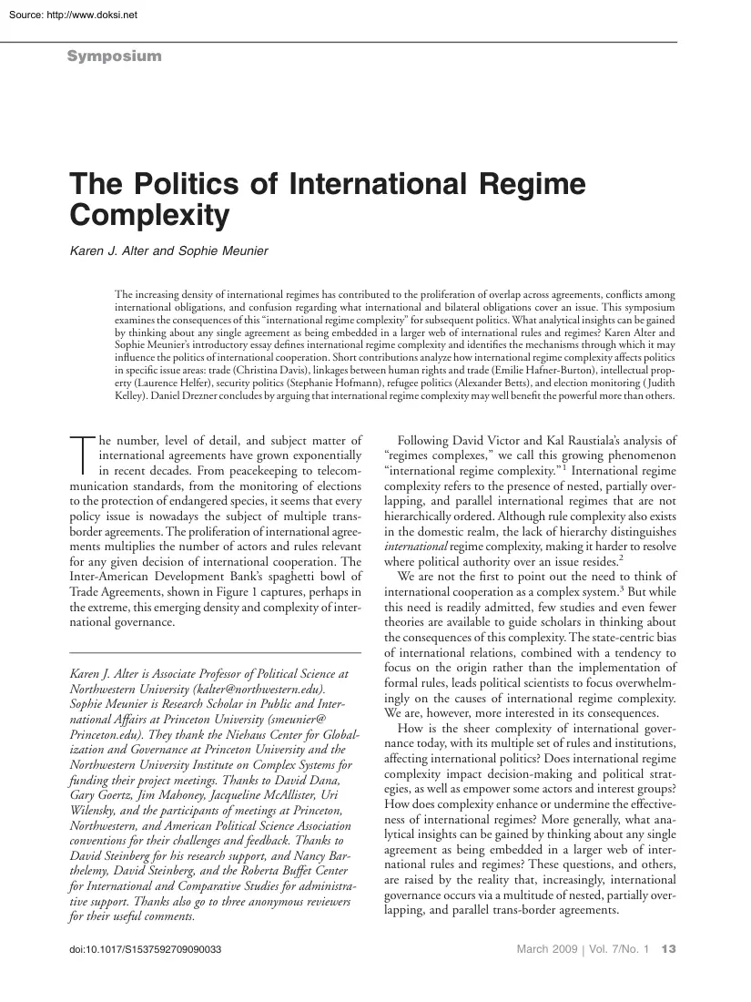 Alter-Meunier - The Politics of International Regime Complexity