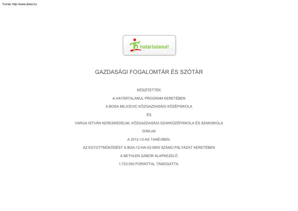 Gazdasági fogalomtár és szótár