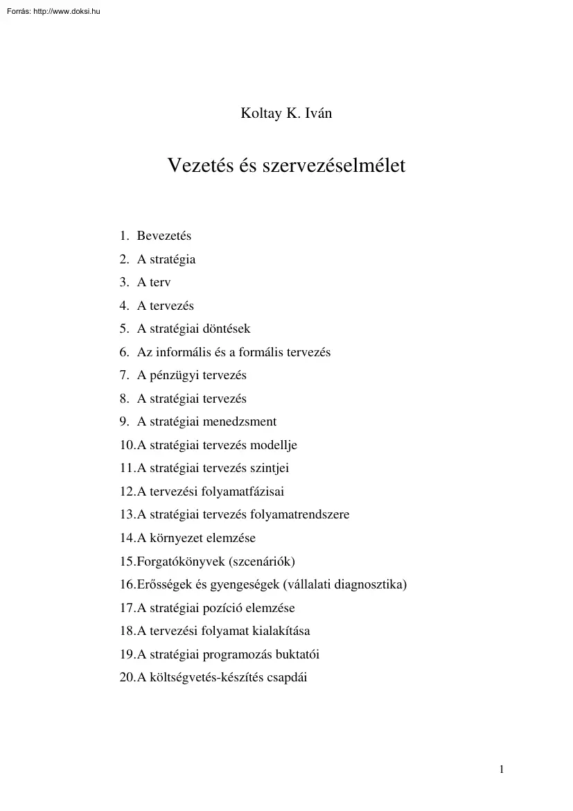 Koltay K. Iván - Vezetés- és szervezéselmélet, 2002
