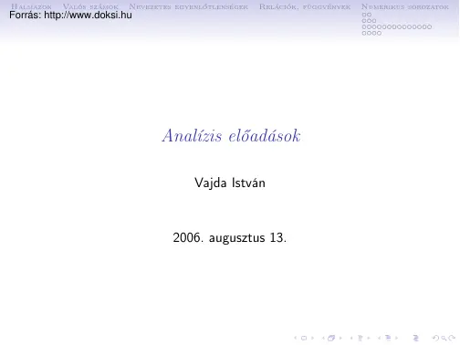 Vajda István - Numerikus sorozatok