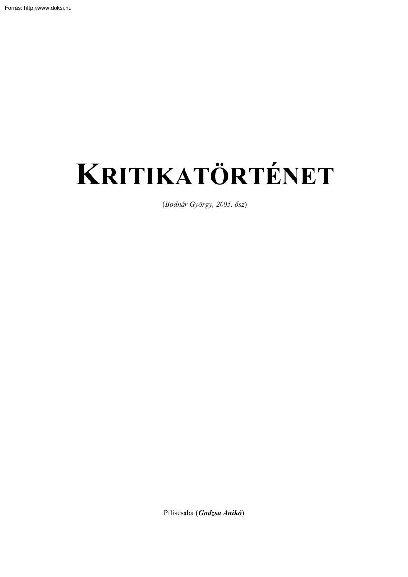 Kritikatörténet