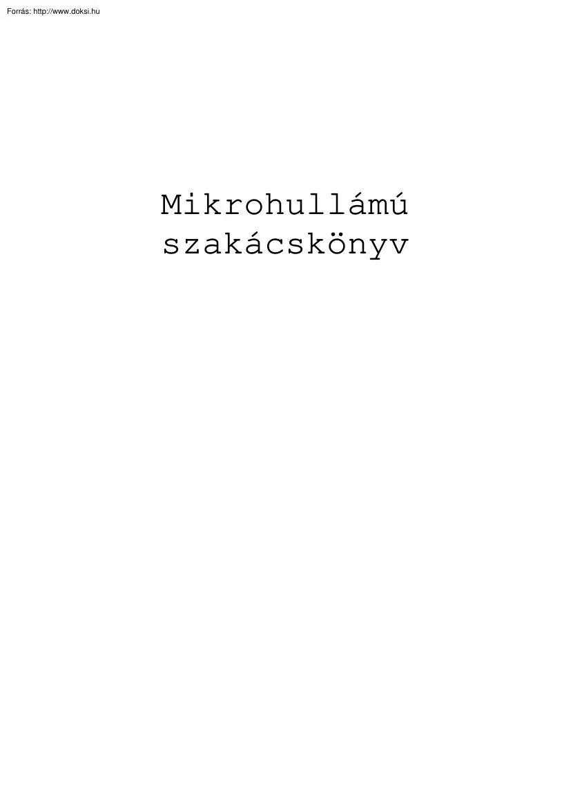 Mikrohullámú szakácskönyv