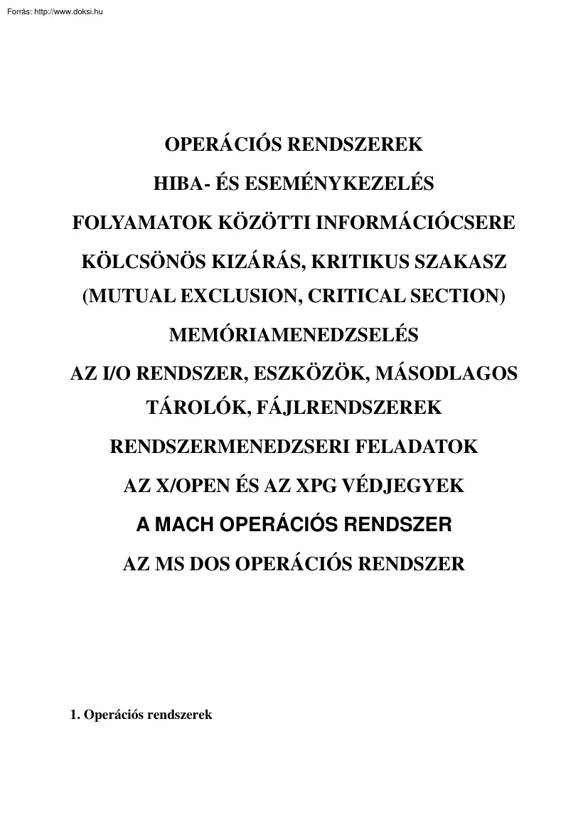 Veres József - Operációs rendszerek