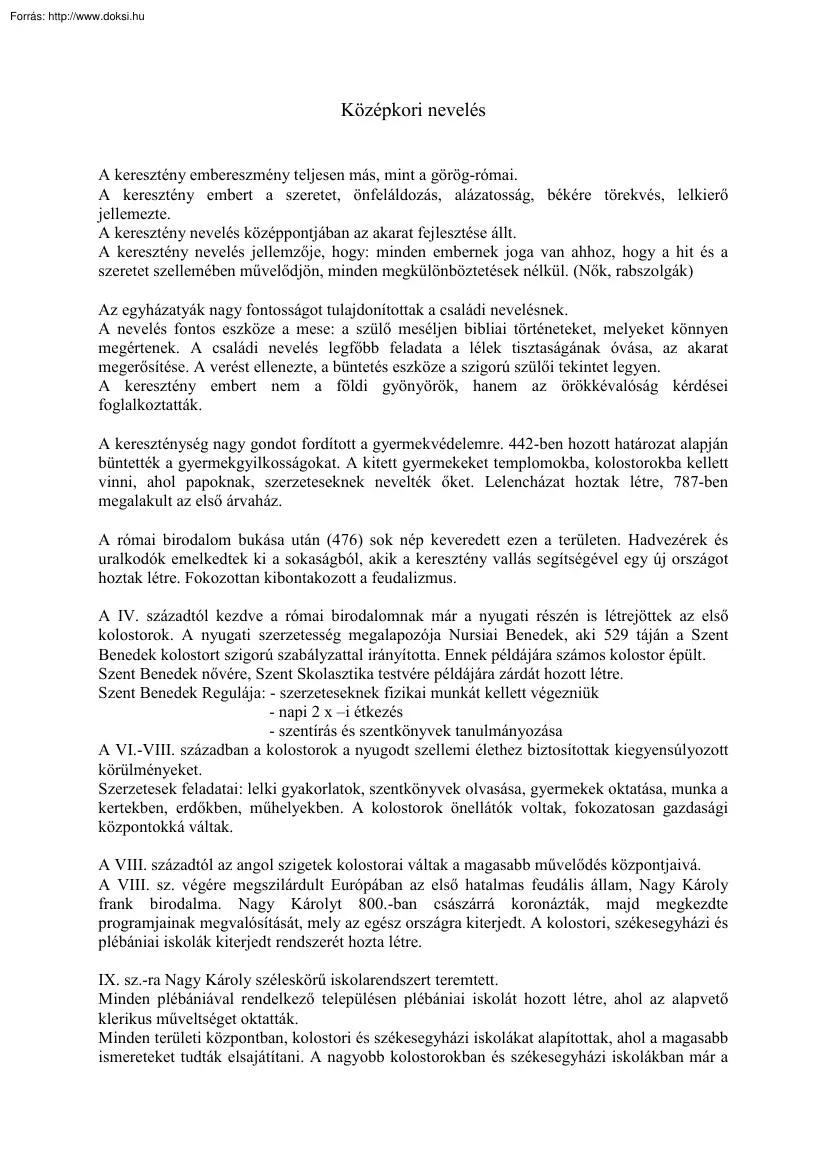 Középkori nevelés