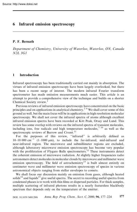 P. F. Bernath - Infrared Emission Spectroscopy
