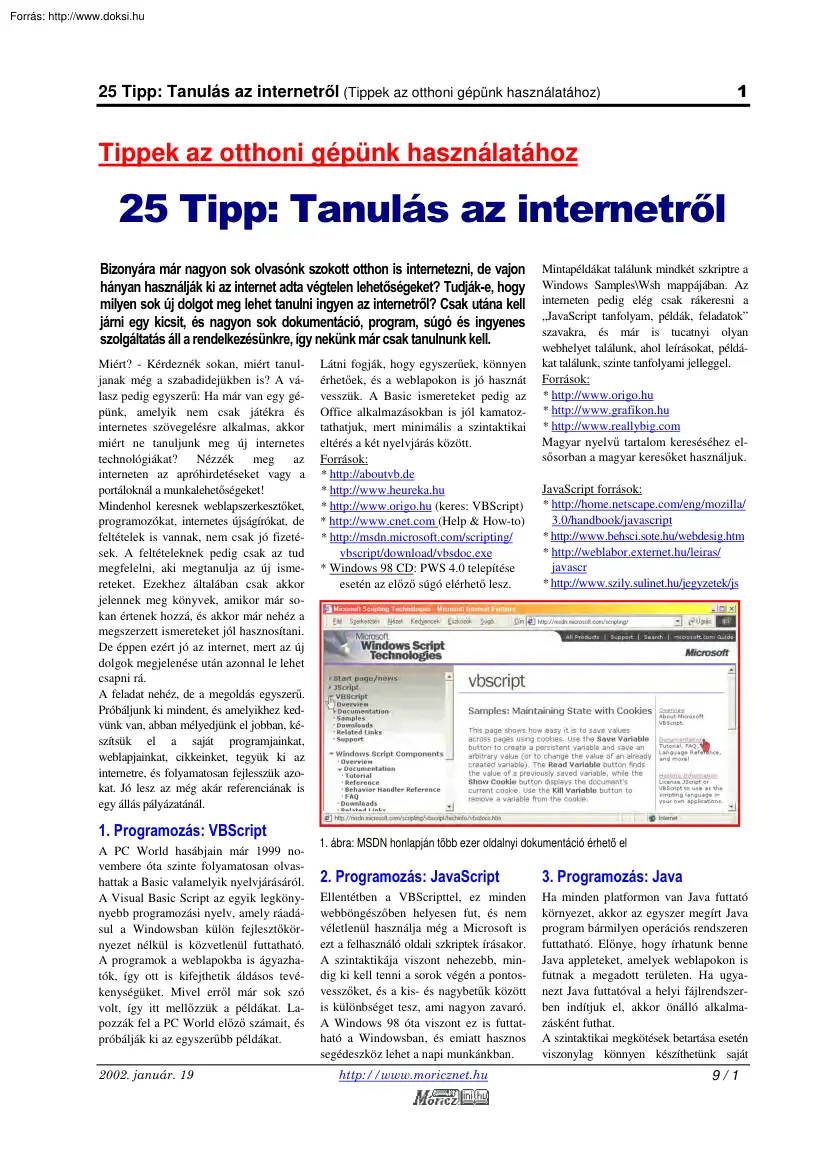 Tanulás az Internetről