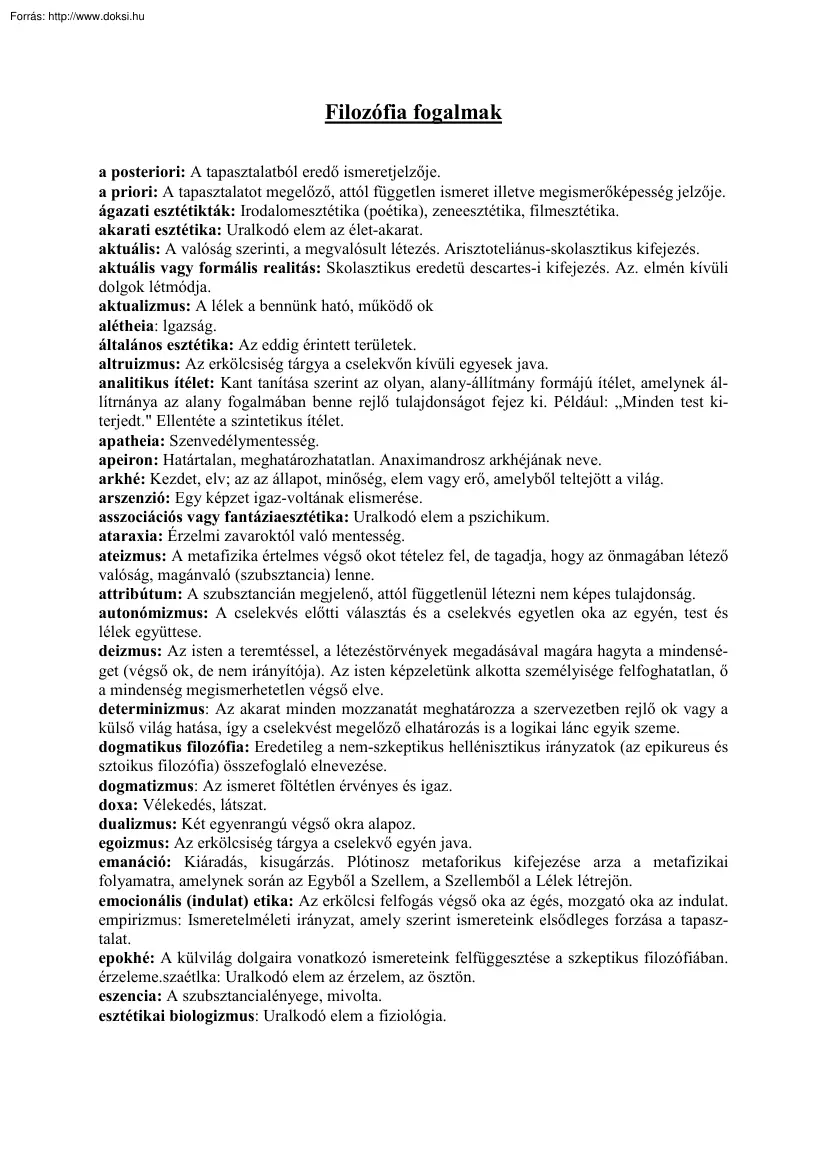 Filozófia fogalmak