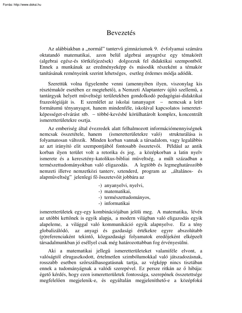 Mészáros Árpád - Algebradidaktika